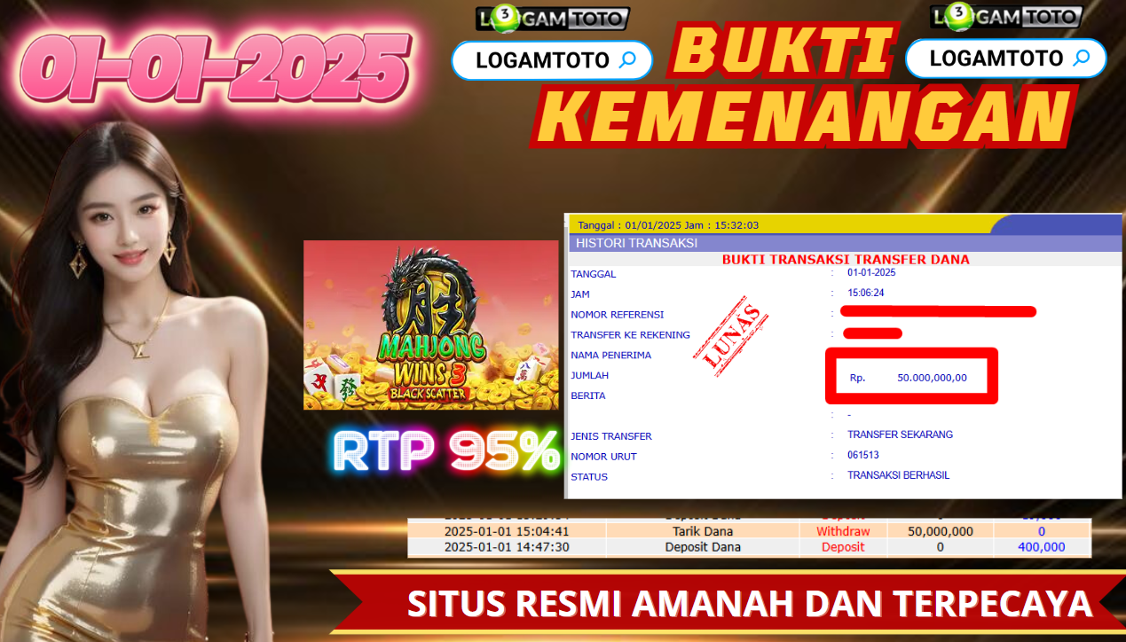 SELAMAT KEPADA MEMBER SETIA LOGAMTOTO BERHASIL JACKPOT DI PERMAINAN SLOT MAHJONG WINS 3 BLACK SCATER